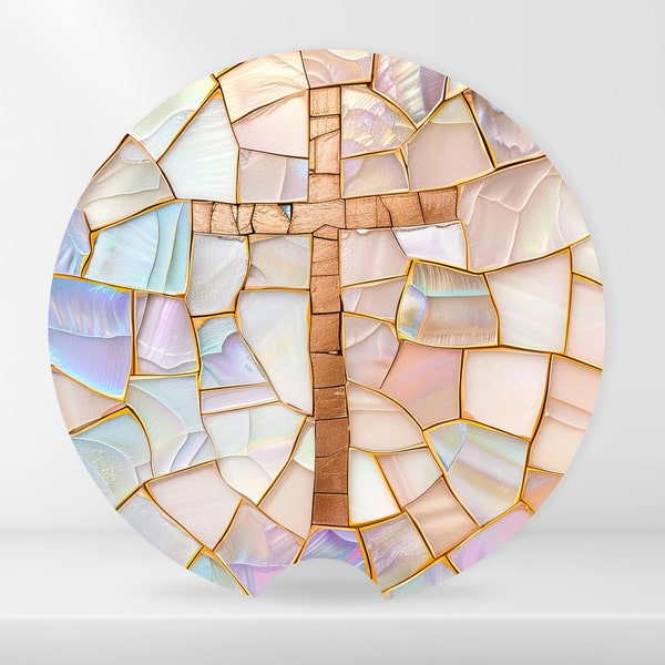 Christian Gifts Car Coaster Cross Jesus Merch For Her Religious Gift Soapstone Cup Coaster Godly Gifts Car Accessories Gift for Mom, Wife