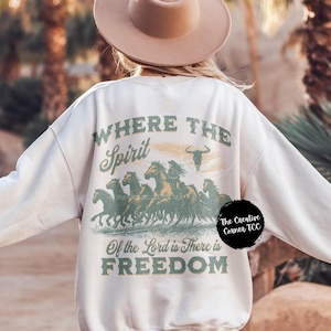 Christian Sweatshirt, Western Crewneck, Christian Shirt, Christian Gift for Her, Faith Sweater, Horses Sweatshirts, Trendy Religious Apparel