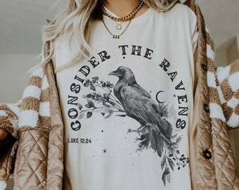 Consider The Ravens T-Shirt, Boho Christian Bible Verse Shirt