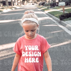CC9018 Watermelon, Youth Comfort Colors Mock, Kids Comfort Colors Bundle, Comfort Colors C9018, Trendy Kids Mockups, Youth Shirt Mockups