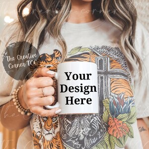 Mug Mockup, 11oz Coffee Mug, 11oz Boho Mockup, Mug Aesthetic Mockup, White Coffee Cup Mockup, Mug POD Mockup, Retro Mockup Mug