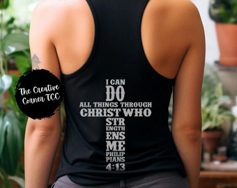 Croix chrétiennes Chemises Christian Débardeur Design dans le dos Débardeur Christian Gym Yoga Vêtements Verset de la Bible Débardeur pour elle Débardeur dos nageur