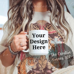 Mug Mockup, 15oz Coffee Mug, 11oz Boho Mockup, Mug Aesthetic Mockup, White Coffee Cup Mockup, Mug POD Mockup, Retro Mockup Mug
