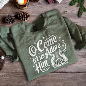 Nativity Scene Sweater, Christian Christmas Sweatshirt, Let Us Adore Him, True Story Nativity, Religious Christmas Gifts, Jesus Tee, Apparel