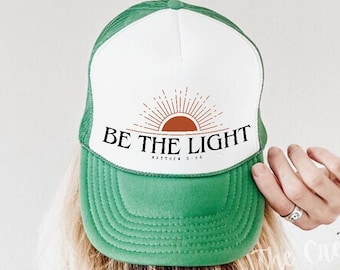 Christian Cap, Be The Light Christian Gifts Trucker Hat Birthday Gift Bible Verse Gift Christian Baseball Hat Mesh Cap Jesus Merch Hats