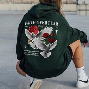 Faith Over Fear Christian Hoodie Bible Verse, Aesthetic Christian Sweatshirts, Jesus Hoodie, Church hoodie, Trendy Hoodie, Religious Hoodie