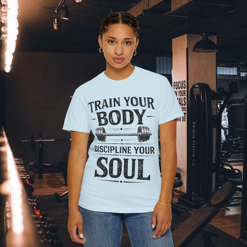 Christian Gym T-Shirt Train Your Body Discipline Your Soul Shirt Religious Men Gift Jesus Tee Bible Verse Apparel afbeelding 9