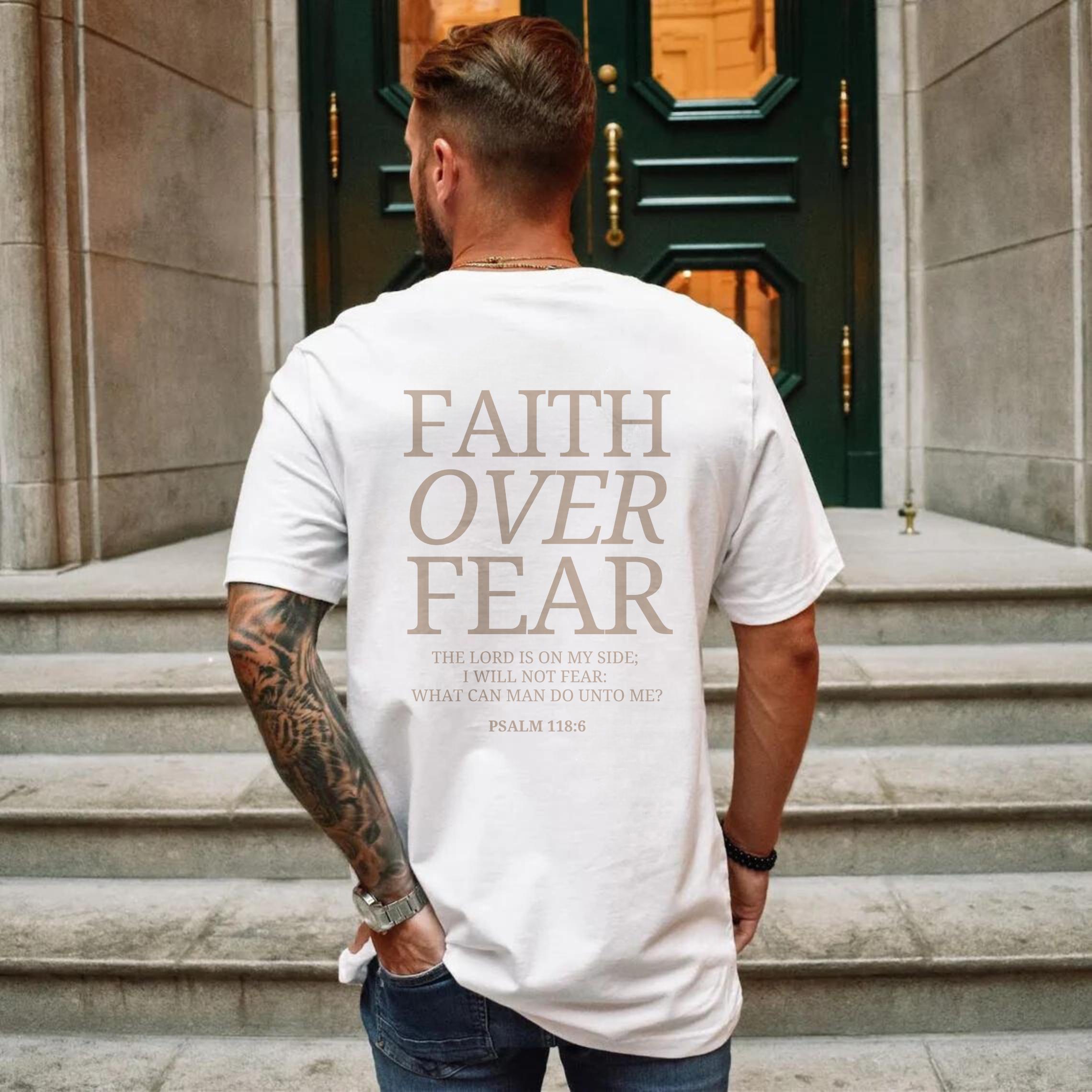 Faith Over Fear Christian Men Shirt Bible Verse, Aesthetic Christian ...