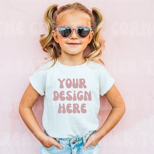 3001Y White, Youth Bella And Canvas Mock, Kids Bella And Canvas 3001Y, Trendy Kids Mockups, Youth Shirt Mockups, 3001Y White Mockup, Kids