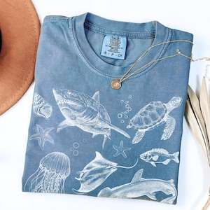 Sea Animals Vintage Style Tshirt, Retro Comfort Colors® Y2k Ocean Shirt, Sealife, Whale, Orca, Shark, Turtle Shirts, Marine Life Shirt