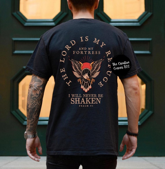Psalm 91 Mens Christian Shirt Christianity Gift for Him Bible Verse Shirt Christian Clothing TShirt Religious Faithful Gifts for Dad Shirts