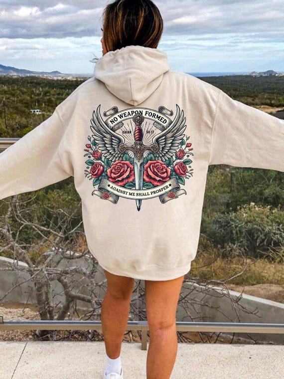 Jesus Kreuz Hoodie Damen - Christlicher Kapuzenpullover Mit Bibel Spruch