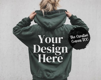 Gildan 18500 Forest Hoodie Mockup, Back Hoodie  Mockup, Model Mock, Gildan 18500 Hoodie, Oversized Simple Forest Hoodie Mock-up, Trendy