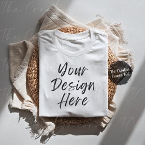 Bella Canvas 3001 WhiteTshirt Mockup, 3001 White T-shirt Mockup, Flat Lay Mock Boho Bella Canvas, Trendy Mockups, Boho Mockups, Mocks