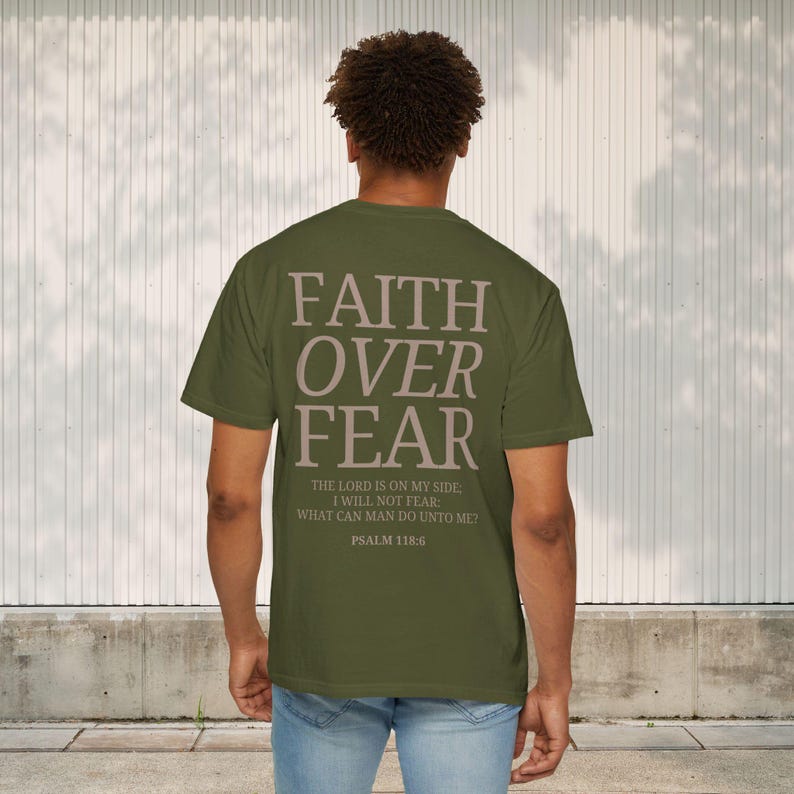 Faith Over Fear Christian Men Shirt Bible Verse, Aesthetic Christian ...