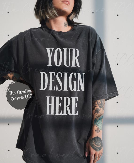 Comfort Colors 1717 Graphite Shirt, CC Mockup, 1717 Mockup. Model Mockup, Graphite Mockup, Model Oversized  Mockup, Trendy Oversized Mockup