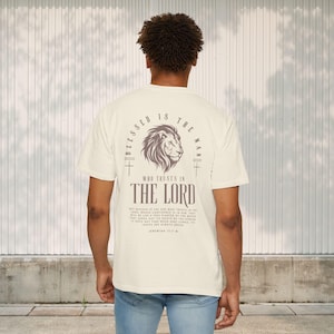 Bendito sea el hombre, camiseta cristiana para hombre, camiseta cristiana para hombre, camiseta con versículo bíblico, camiseta con las Escrituras, camiseta del Evangelio, mercancía cristiana, cruz de Jesús imagen 5