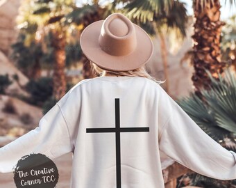 Christian Sweatshirt, Unisex Christian Sweater, Jesus Cross Pocket Design Shirt, Cross Faith Sweatshirt, Jesus Shirt, Christian Gift For Her