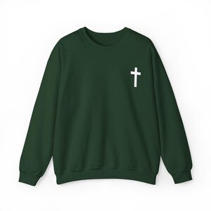 Christian Men, Jesus Shirt For Him, Faith Sweatshirt, Cross Crewneck, Giftful Religious Clothes image 6