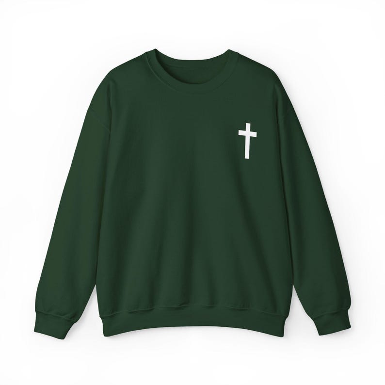 Christian Men, Jesus Shirt For Him, Faith Sweatshirt, Cross Crewneck, Giftful Religious Clothes image 6