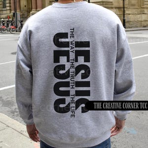 Christian Men, Jesus Shirt For Him, Faith Sweatshirt, Cross Crewneck, Giftful Religious Clothes image 1