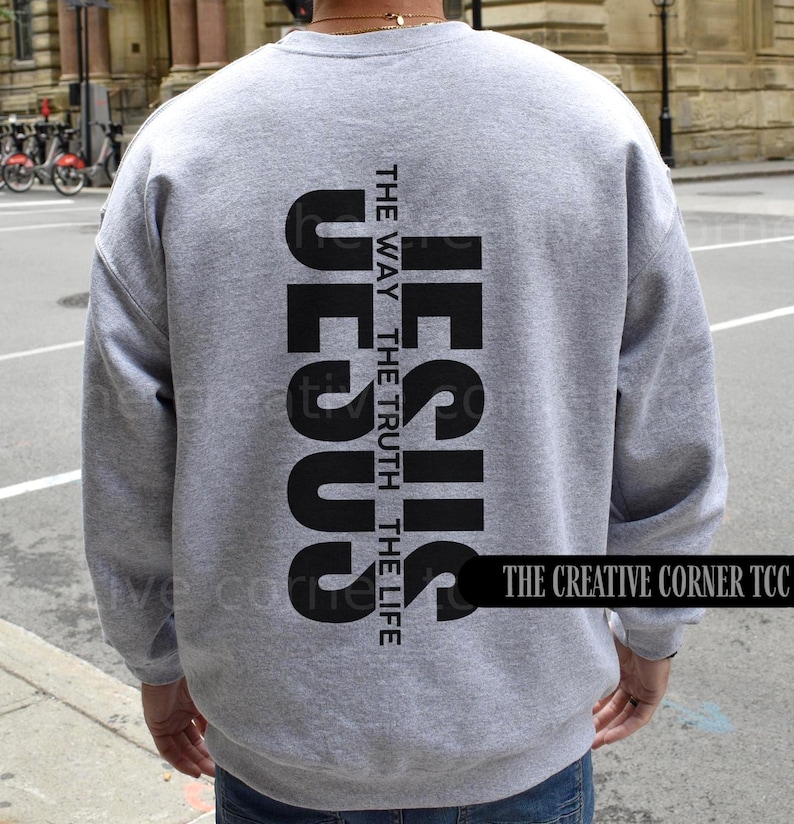 Christian Men, Jesus Shirt For Him, Faith Sweatshirt, Cross Crewneck, Giftful Religious Clothes image 1