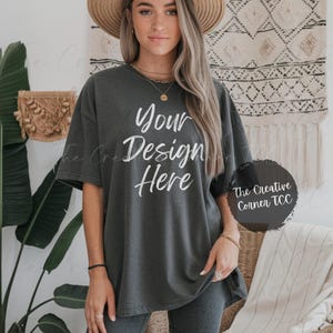 Bella Canvas 3001 Dark Grey Heather Tshirt Mockup, 3001 Dark Grey Heather T-shirt Mockup, Real Model Mock Boho Bella Canvas, Trendy Mockups