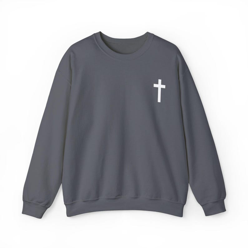 Christian Men, Jesus Shirt For Him, Faith Sweatshirt, Cross Crewneck, Giftful Religious Clothes image 5