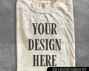 Comfort Colors 1717 Ivory Shirt, CC Mockup, 1717 Mockup.Folded Flatlay Mockup, Ivory T-Shirt Mockup