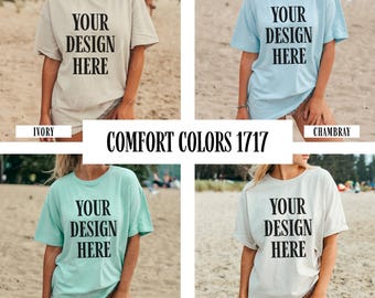 Ivory Comfort Colors 1717 Mockup Bundle, White 1717 Mockups, Chambray Mockup, 1717 Mockup Model Beach Mockup Island Reef Summer Beach Mockup