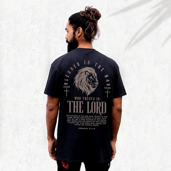 Blessed Is The Man Christian  Men Shirt Christian Mens Shirt Bible Verse Shirt Scripture Shirt Gospel Shirt Christian Merch Cross Jesus