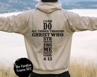 Kreuz christlicher Hoodie, Bibel-Vers-Kapuzenpullis, Jesus Hoodie, christliche Männer Hoodies, ich kann alles Hoodie tun, christlicher Frauen-Gott-Glaube