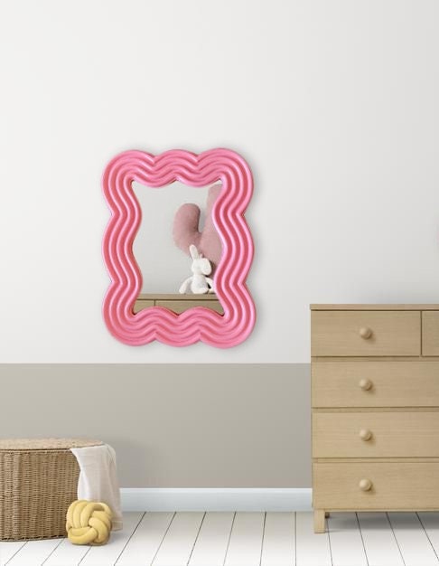 Wavy Pink Floor Mirror Aesthetic Full Length Mirror Full - Etsy