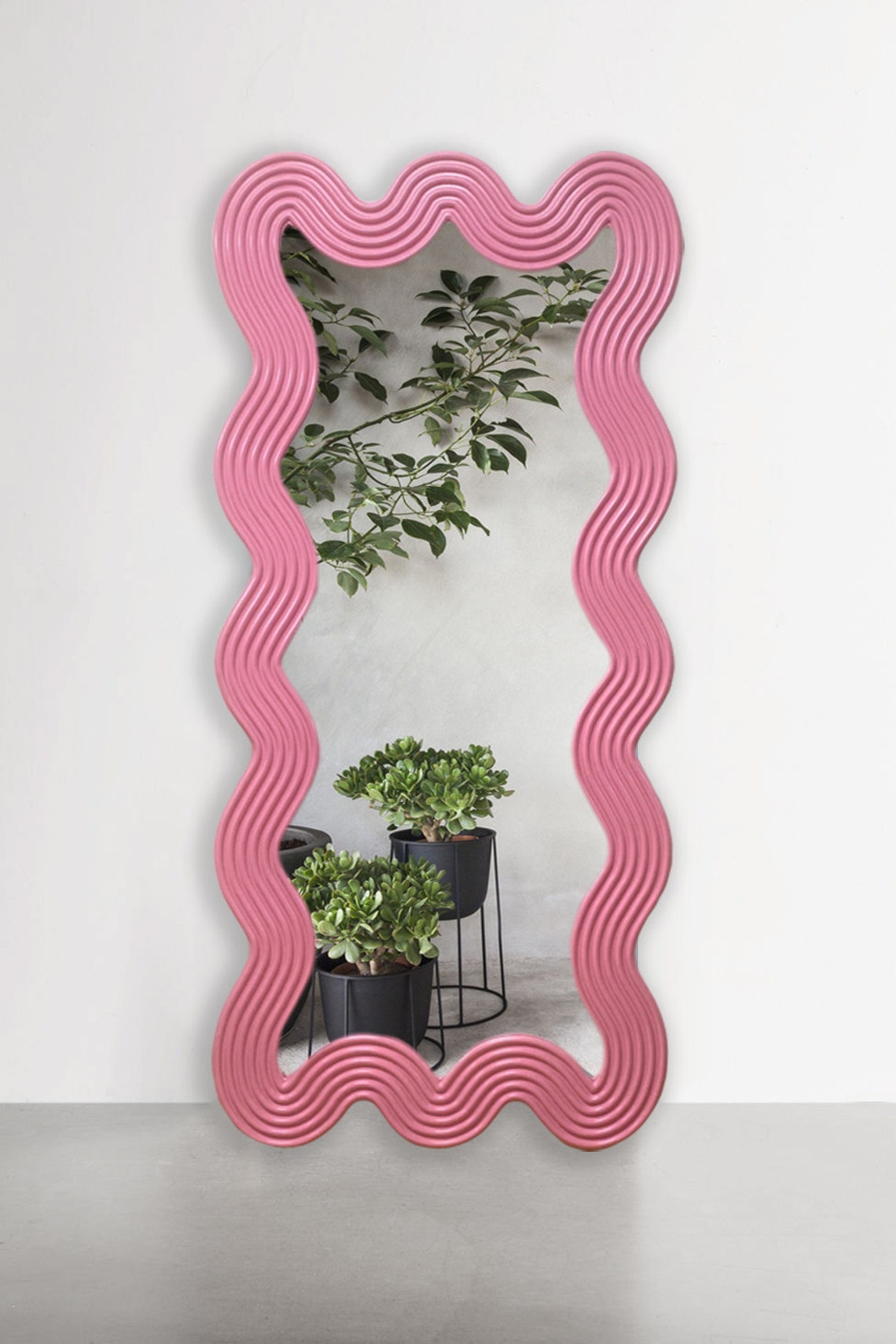 Wavy Floor Mirror for Bedroom Curvy Full Length Wall Mirror Etsy