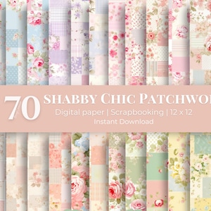 Floral Shabby Chic digitaal papier: vintage patchworkpatronen (12 x 12 inch)