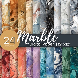 Marble Seamless Digital Paper Collection - 24 elegante Marmor Texturen für digitale und kommerzielle Druckprojekte - 12x12in - 300dpi