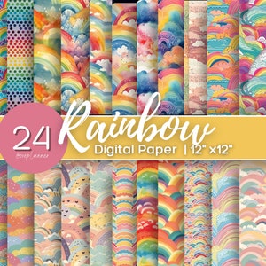 Rainbow Digital Paper - Printing Commercial Backgrounds Seamless Patterns - 12x12in - 300dpi - Mothers Day