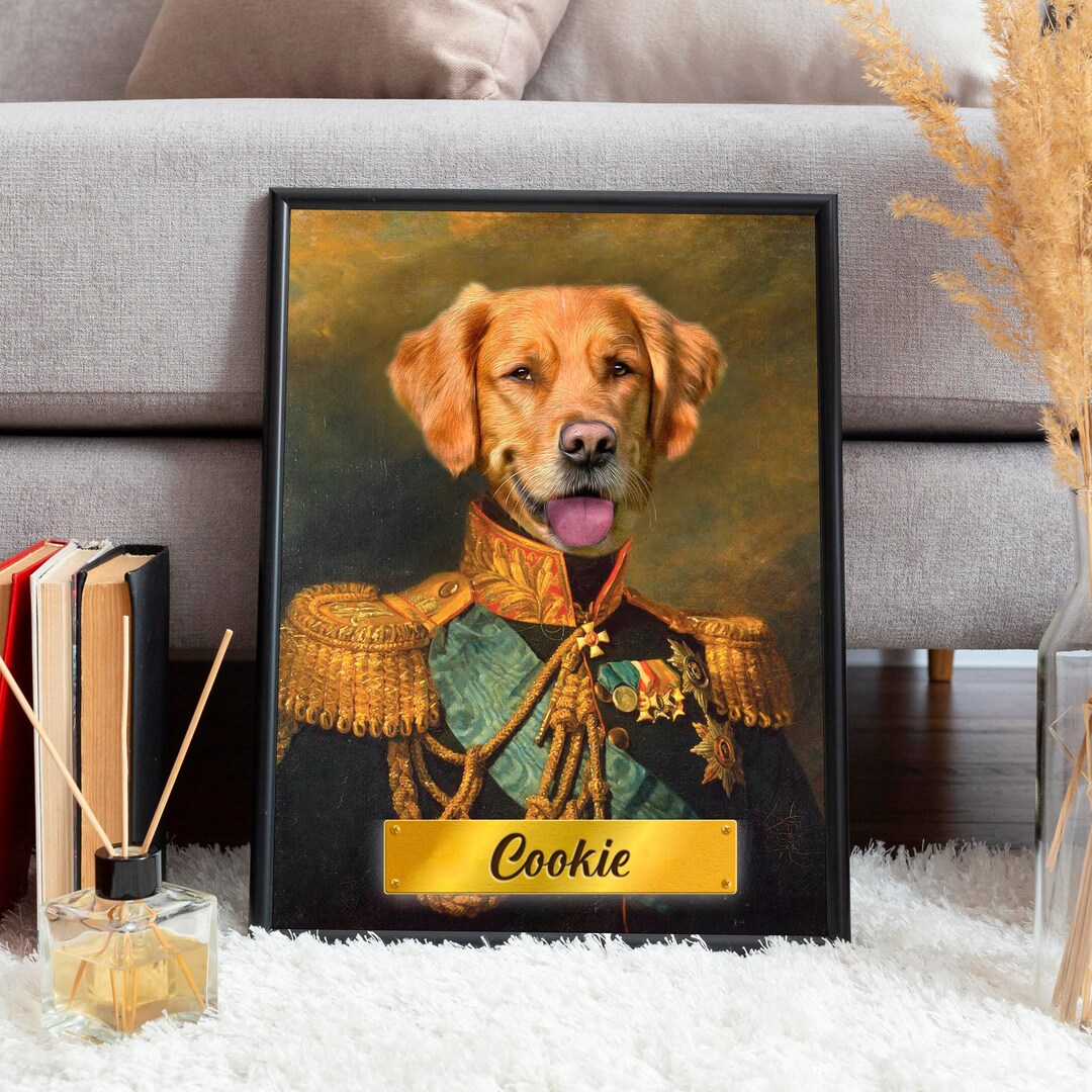 Custom Royal Dog Portrait Framed Poster, Custom Pet Royalty Portrait