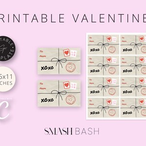 Kids Printable Valentines, Valentines Card, Editable Valentines, Classroom Valenintes, Digital Download, Instant DIY, Valentines Day
