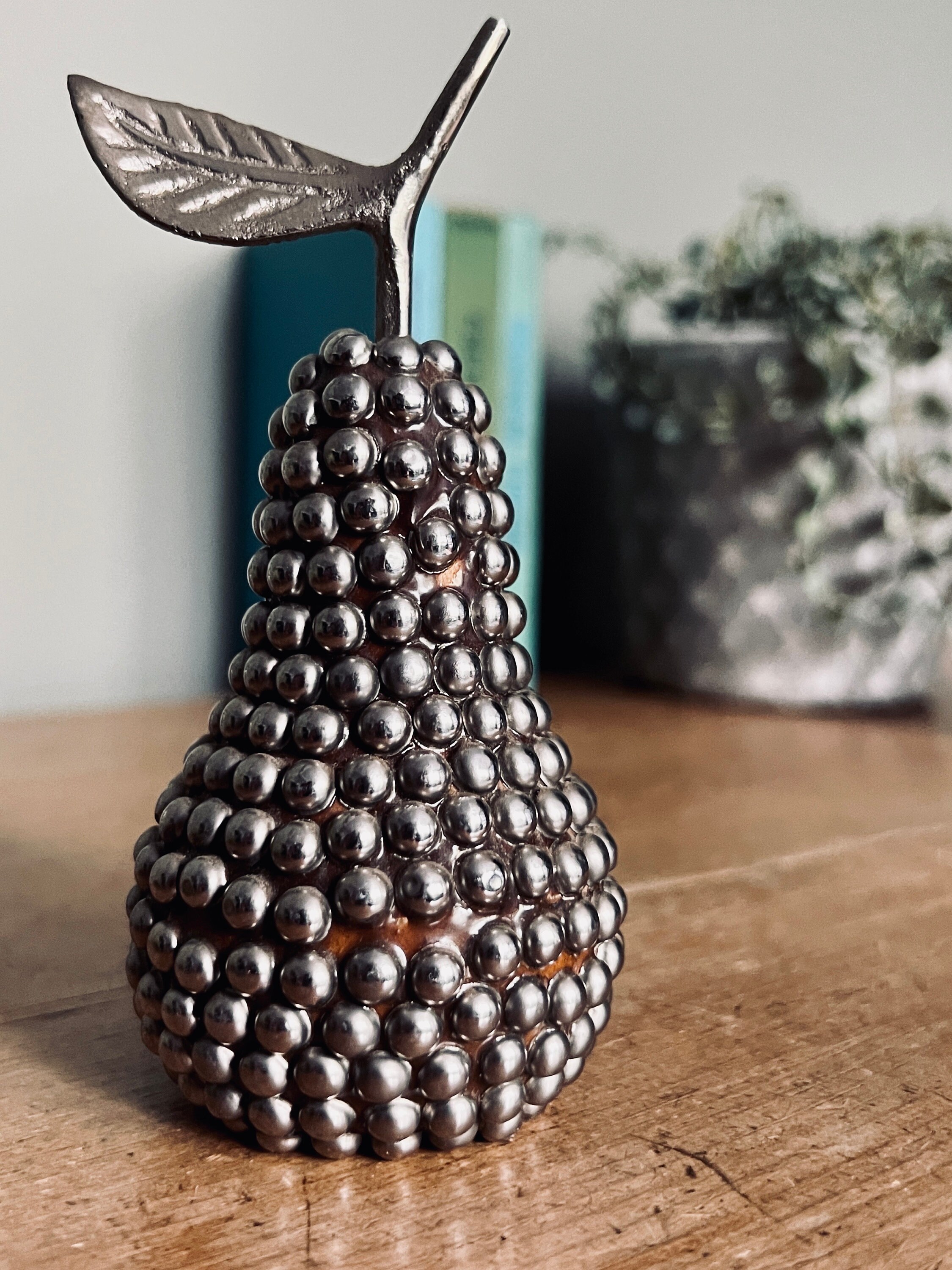 Midcentury White Metal Studded Apple and Pear Ornaments Etsy UK