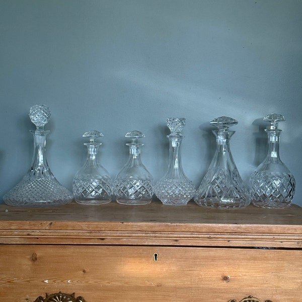 Vintage cut glass and crystal decanters