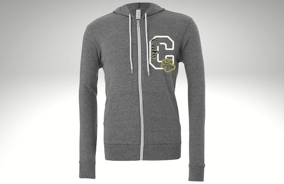 Custom School Spirit Zip up Sweatshirt, School Sweatshirt, Custom School Hoodie, Teacher Gift, Hoodie, Full Zip, Sports, Collegiate