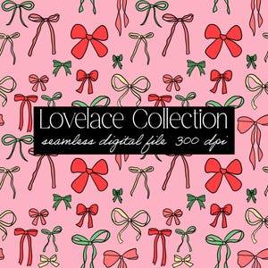 Pink Christmas Retro Seamless Pattern - Digital Paper by Lovelace Collection - Instant Download