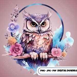 Bloemen Uil Clipart Roze Uil Png Bloem Vogel Clipart Uil Minnaar Png Dierlijke Clipart Nachtuil Clip Art Afdrukbare Nachtelijke Uil Digitale Download