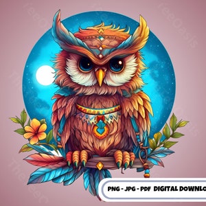 Hippie Owl Clipart Flower Owl Blue Moon Clipart Owl Lover Png Animal Clipart Night Bird Clip Art Afdrukbare Nachtelijke Uil Digitale Download