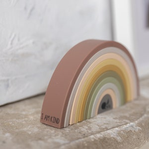 Silicone Rainbow Stacking Toy | Montessori Baby Gift | Sensory Toy for Toddlers | Open Ended Play