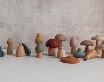 Wooden Silicone Mushroom Toy | Montessori Sensory Play, Fine Motor Skills