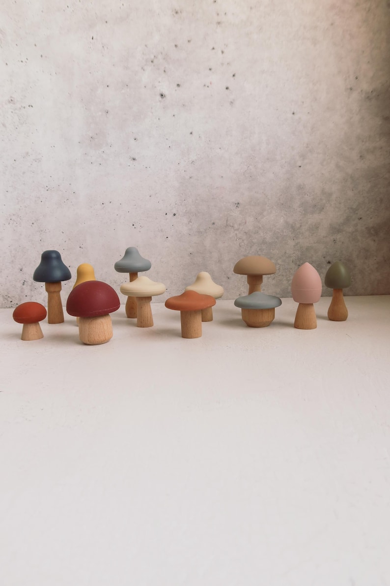 Montessori mushroom toy set for imaginative and open-ended toddler play