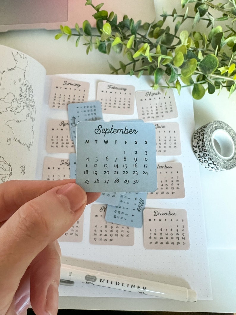 Small Calendar Sticker Set Bullet Journal Stickers, Planner Stickers