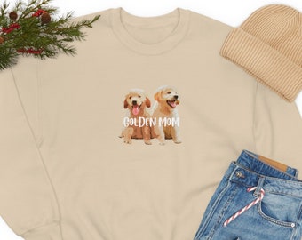 Golden Mom Graphic Sweatshirt - Golden Mama Shirt, Golden Retriever Sweatshirt, Dog Crewneck, Golden Dog Sweater, Golden Mom Sweatshirt
